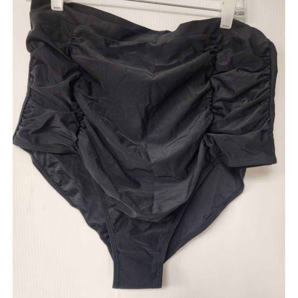 COCOPEAR Ruched High Waisted Black‎ Swimsuit Bottoms Size 4XL NWT